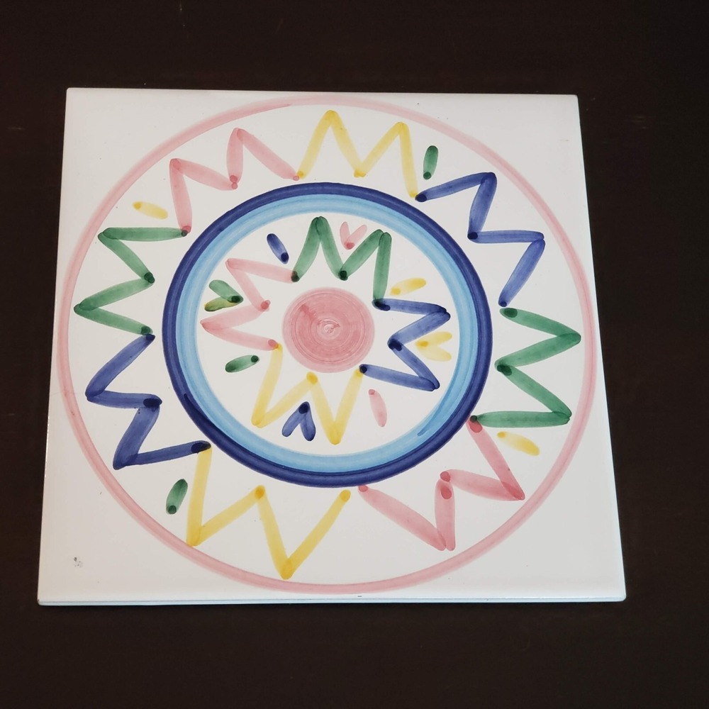 Caleca Sol 8" Trivet/Tile‎ Pastel Geometric Sun Made in Italy Post Modern